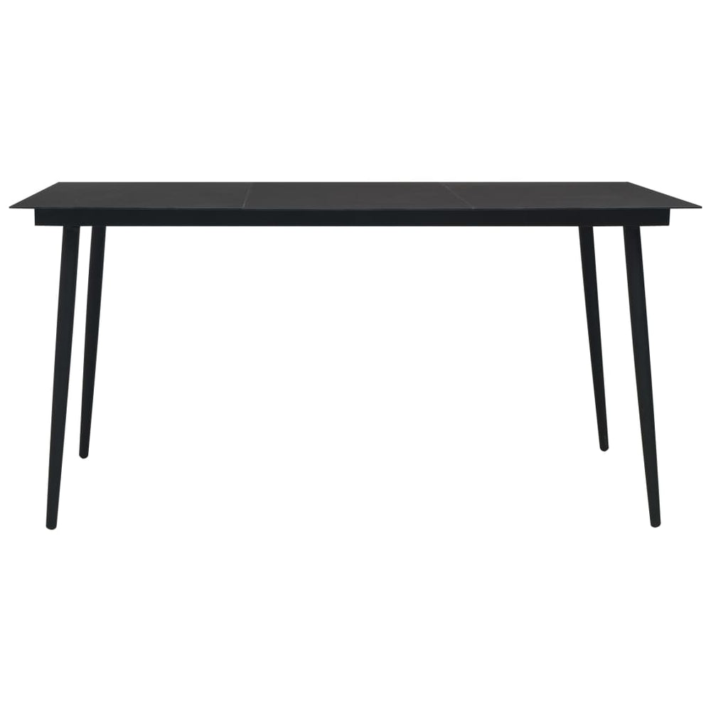 Sodo valgomojo stalas, juodas, 190x90x74cm, plienas ir stiklas