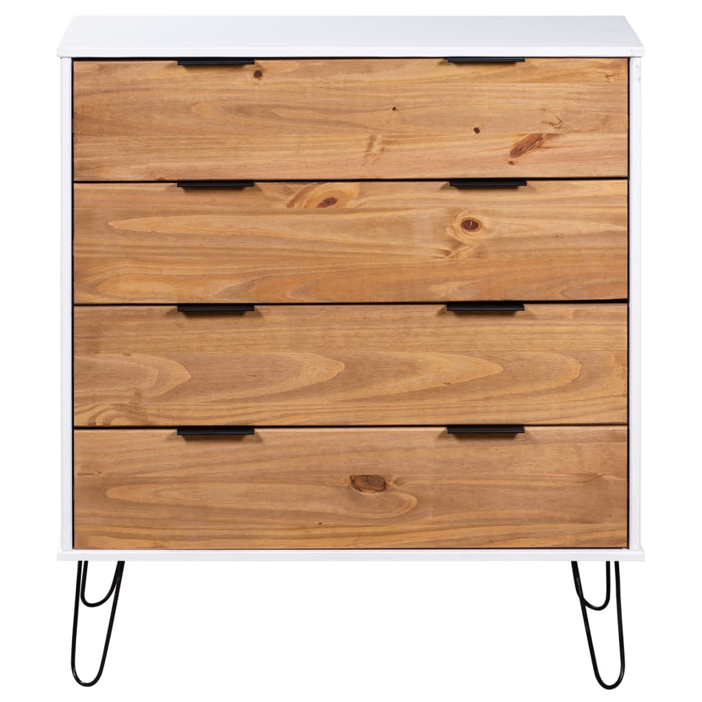 Spintelė su stalčiais, medienos/balta, 76,5x39,5x90,3cm, pušis