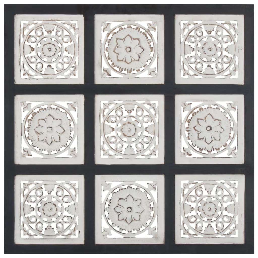Sienos plokštė, juoda/balta, 60x60x1,5cm, MDF, raižyta rankomis