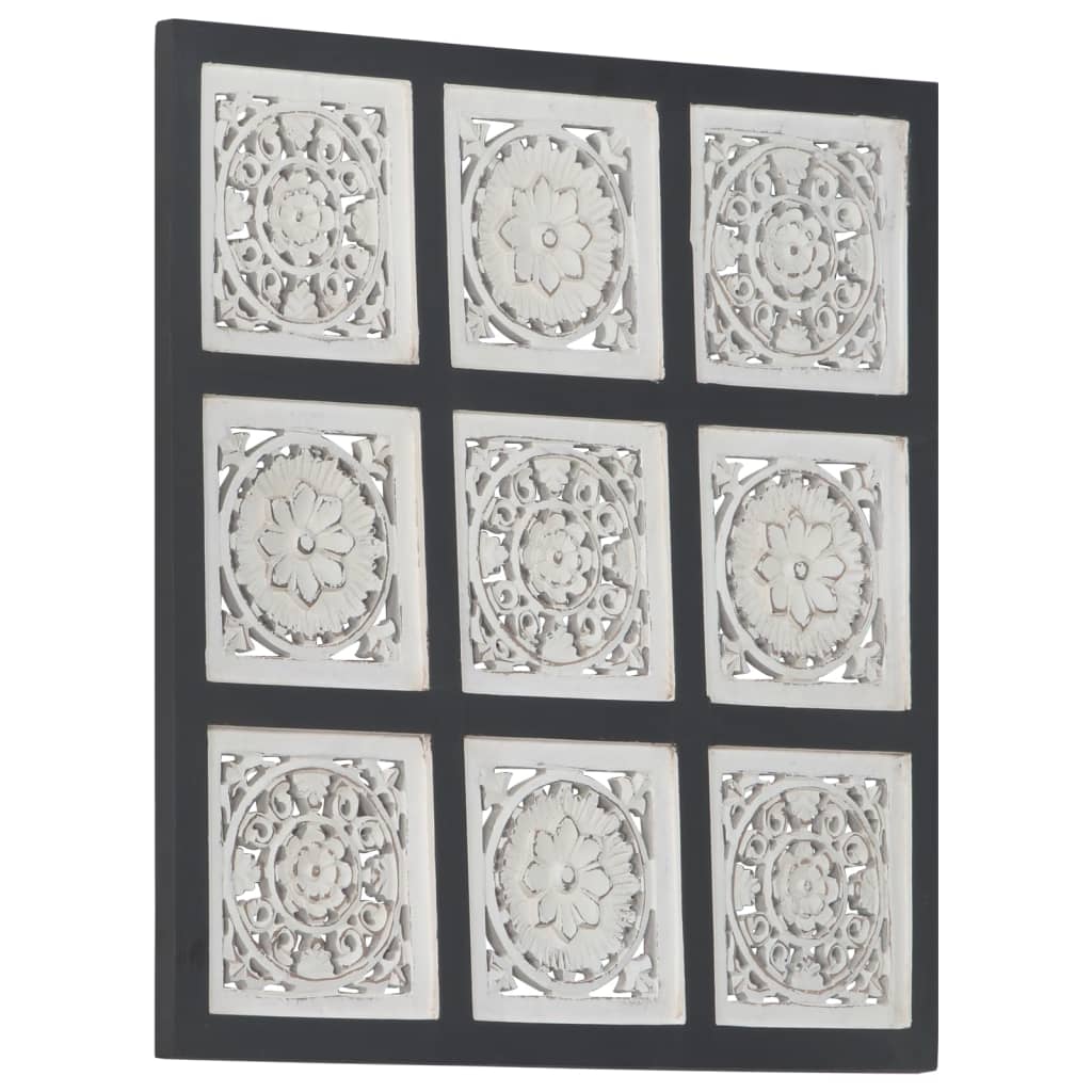 Sienos plokštė, juoda/balta, 60x60x1,5cm, MDF, raižyta rankomis