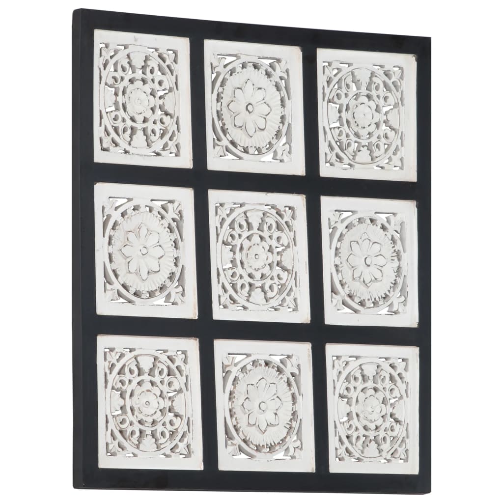 Sienos plokštė, juoda/balta, 60x60x1,5cm, MDF, raižyta rankomis