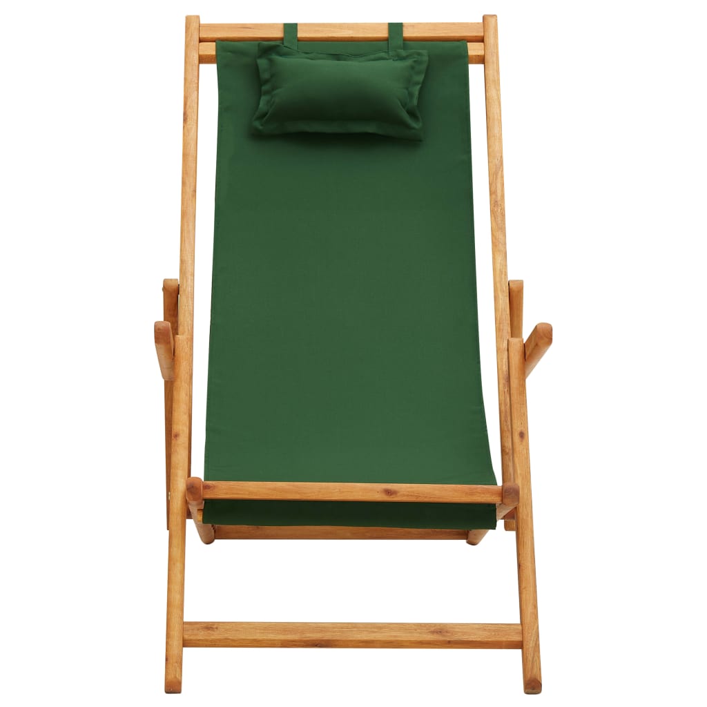Sulankstoma paplūdimio kėdė, žalia, eukaliptas ir audinys