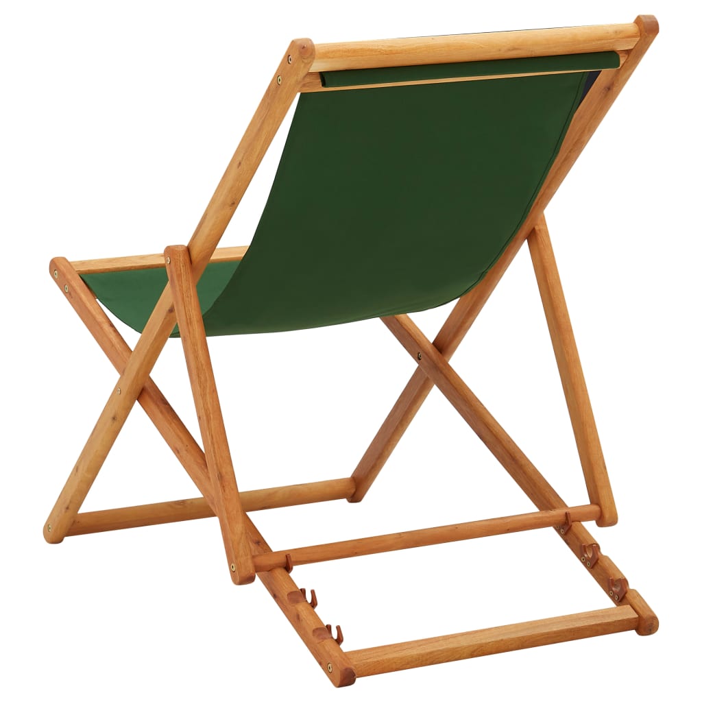 Sulankstoma paplūdimio kėdė, žalia, eukaliptas ir audinys