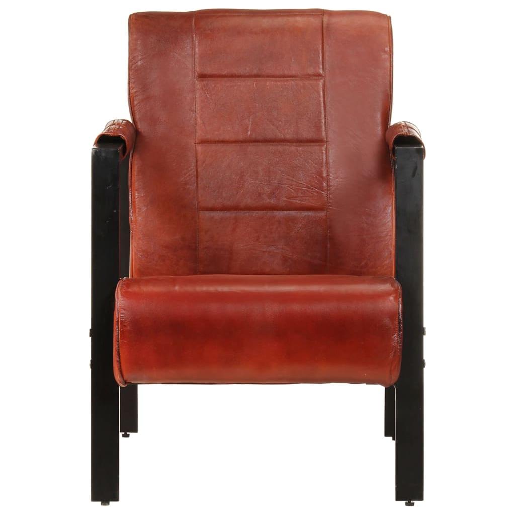 Krėslas, tamsiai rudos spalvos, 60x80x87cm, tikra ožkos oda