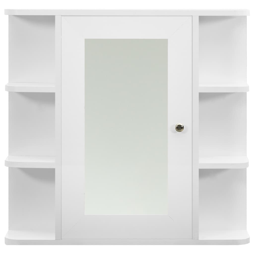 Vonios kambario spintelė su veidrodžiu, balta, 66x17x63cm, MDF