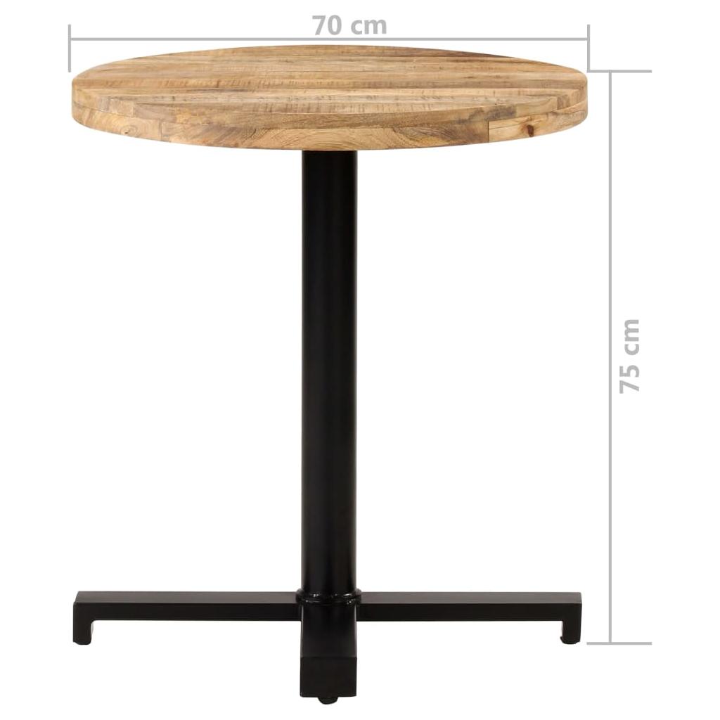 Bistro staliukas, skersmuo 70x75cm, neapdorota mango mediena