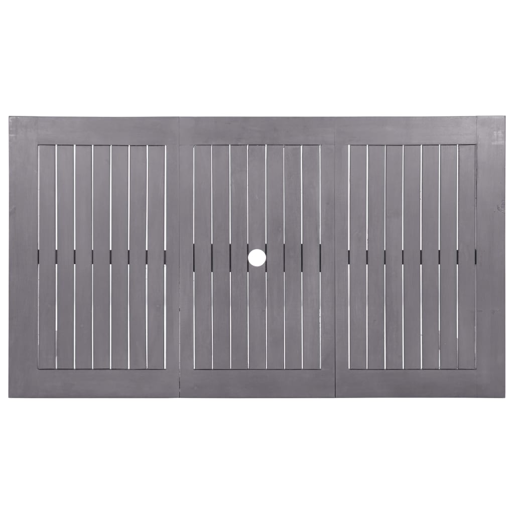 Sodo stalas, baltintas pilkas, 140x80x74cm, akacijos masyvas