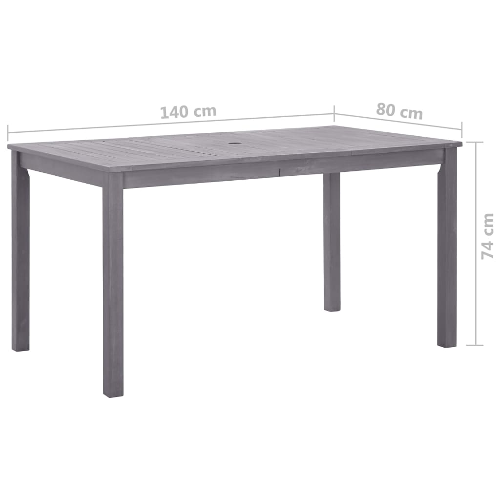 Sodo stalas, baltintas pilkas, 140x80x74cm, akacijos masyvas