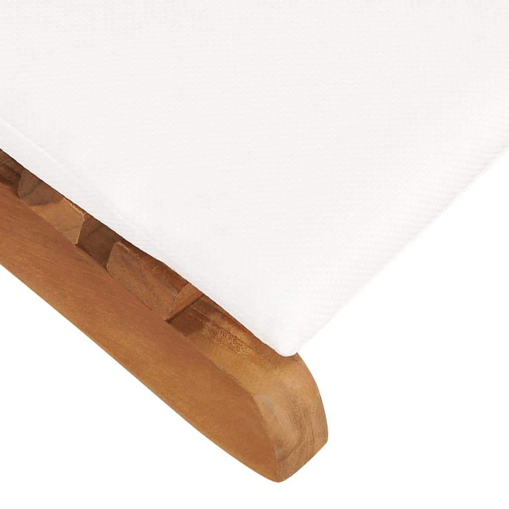 Saulės gultas su kreminiu baltu čiužinuku, tikmedžio masyvas