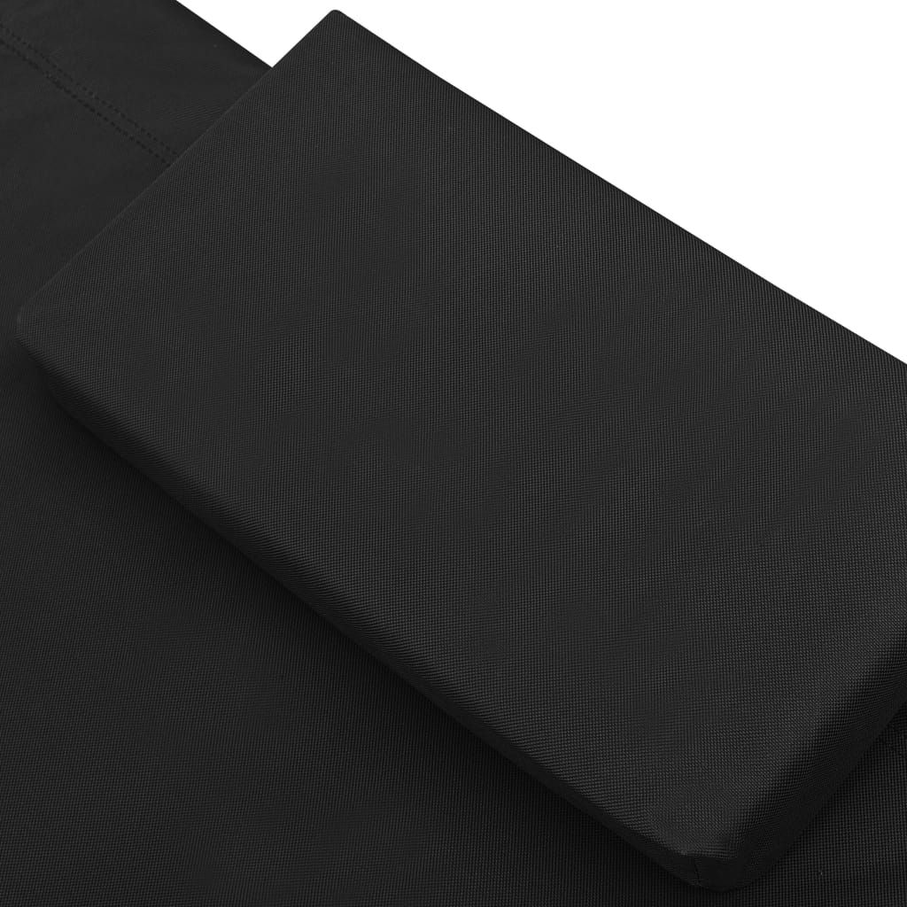 Lauko poilsio gultas su stogeliu ir pagalvėmis, juodos spalvos