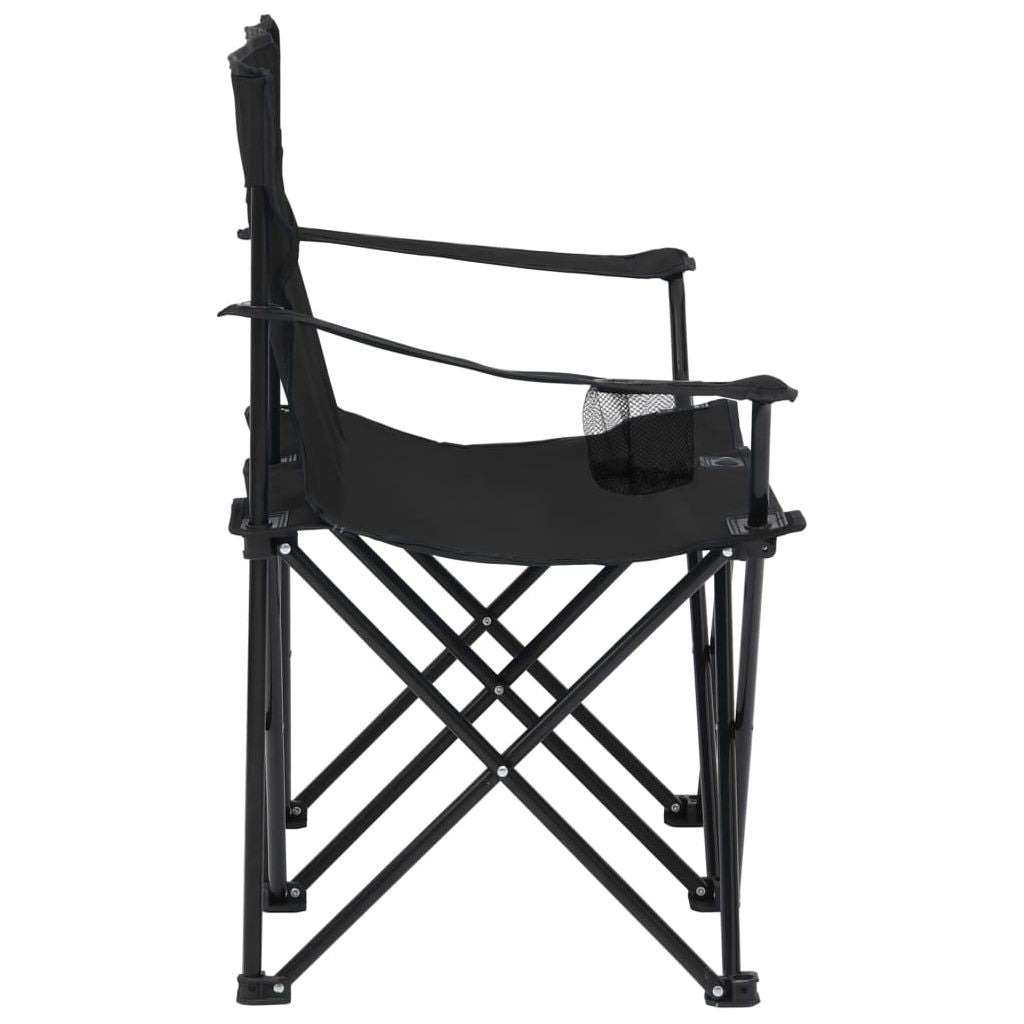 Dvivietė sulankstoma stovyklavimo kėdė, juoda, plienas/audinys