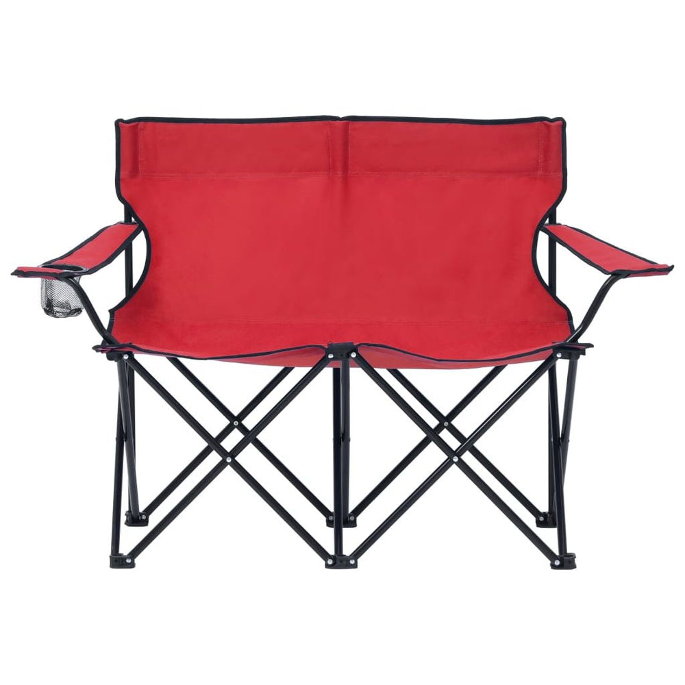 Dvivietė stovyklavimo kėdė, raudona, plienas/audinys