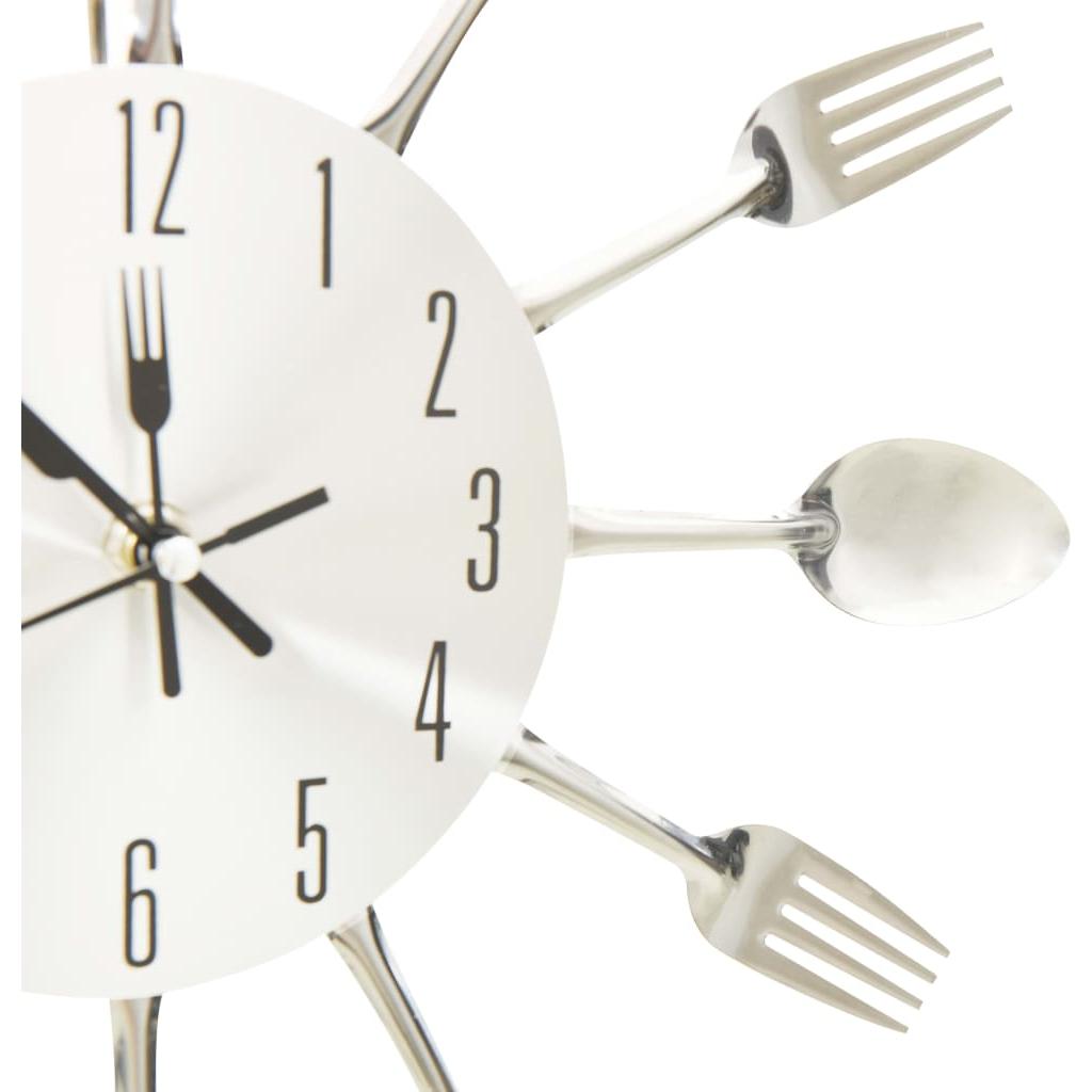 325162 Wall Clock with Spoon and Fork Design Silver 31 cm Aluminium