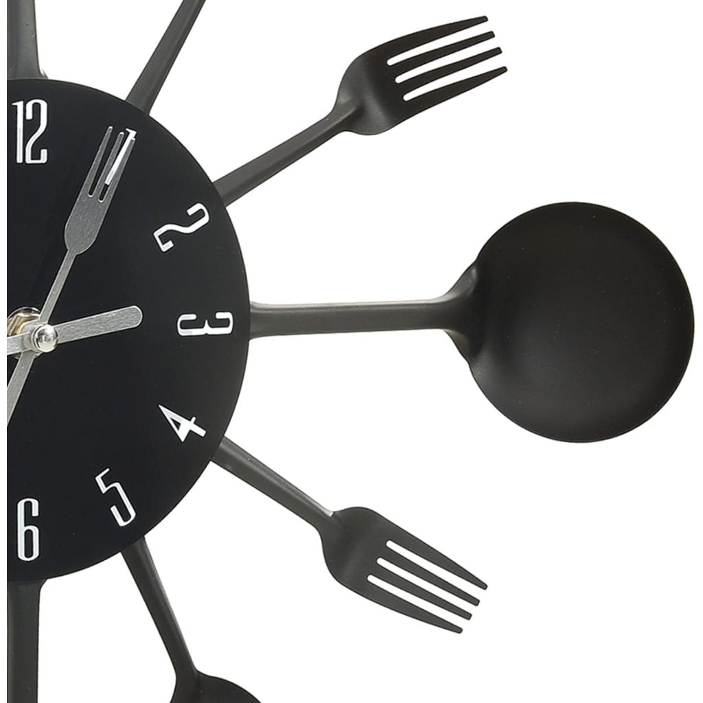 325163 Wall Clock with Spoon and Fork Design Black 40 cm Aluminium