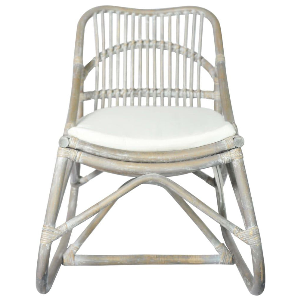 Kėdė, pilkos spalvos, ratanas ir linas