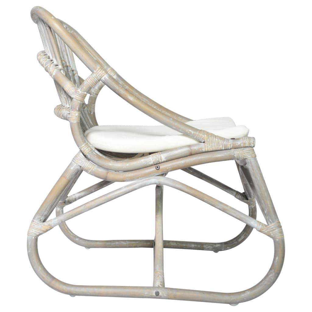 Kėdė, pilkos spalvos, ratanas ir linas