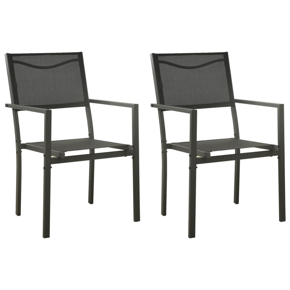 Sodo kėdės, 2vnt., juodos/antracito, plienas ir tekstilenas