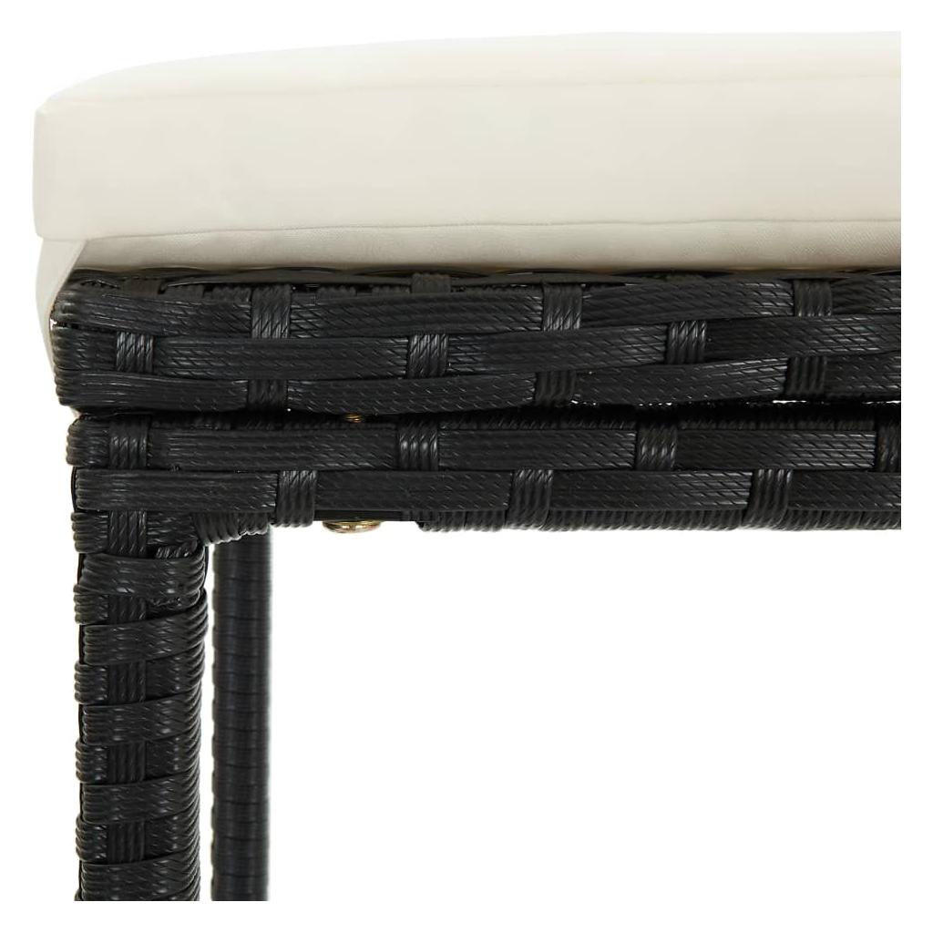 Baro taburetės su pagalvėlėmis, 2vnt., juodos, poliratanas