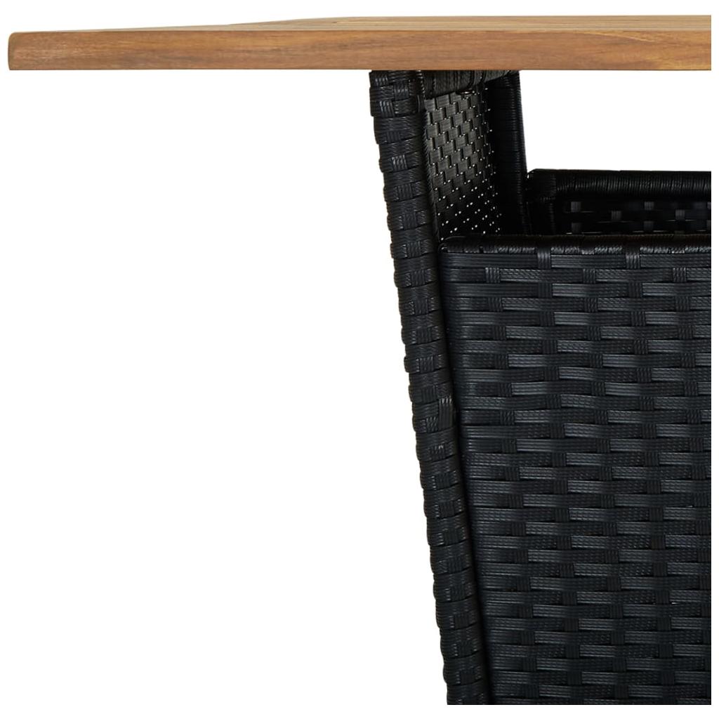 Baro staliukas, juodas, 80x80x110cm, poliratanas ir akacija