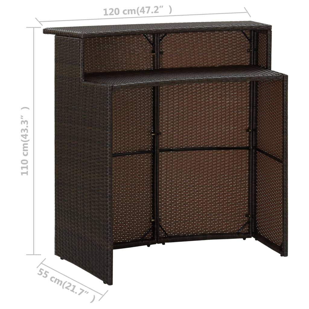 Sodo baro staliukas, rudos spalvos, 120x55x110cm, poliratanas