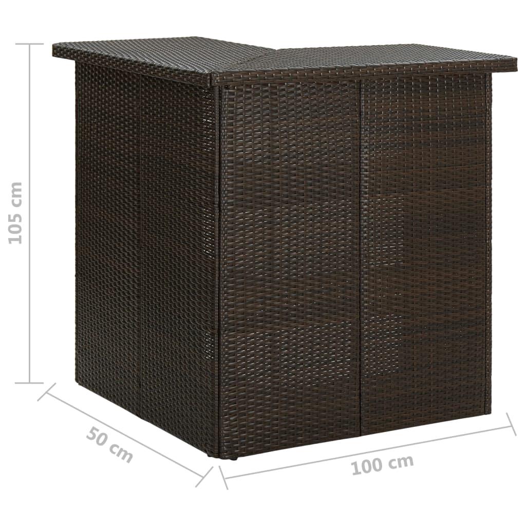 Kampinis baro staliukas, rudas, 100x50x105cm, poliratanas