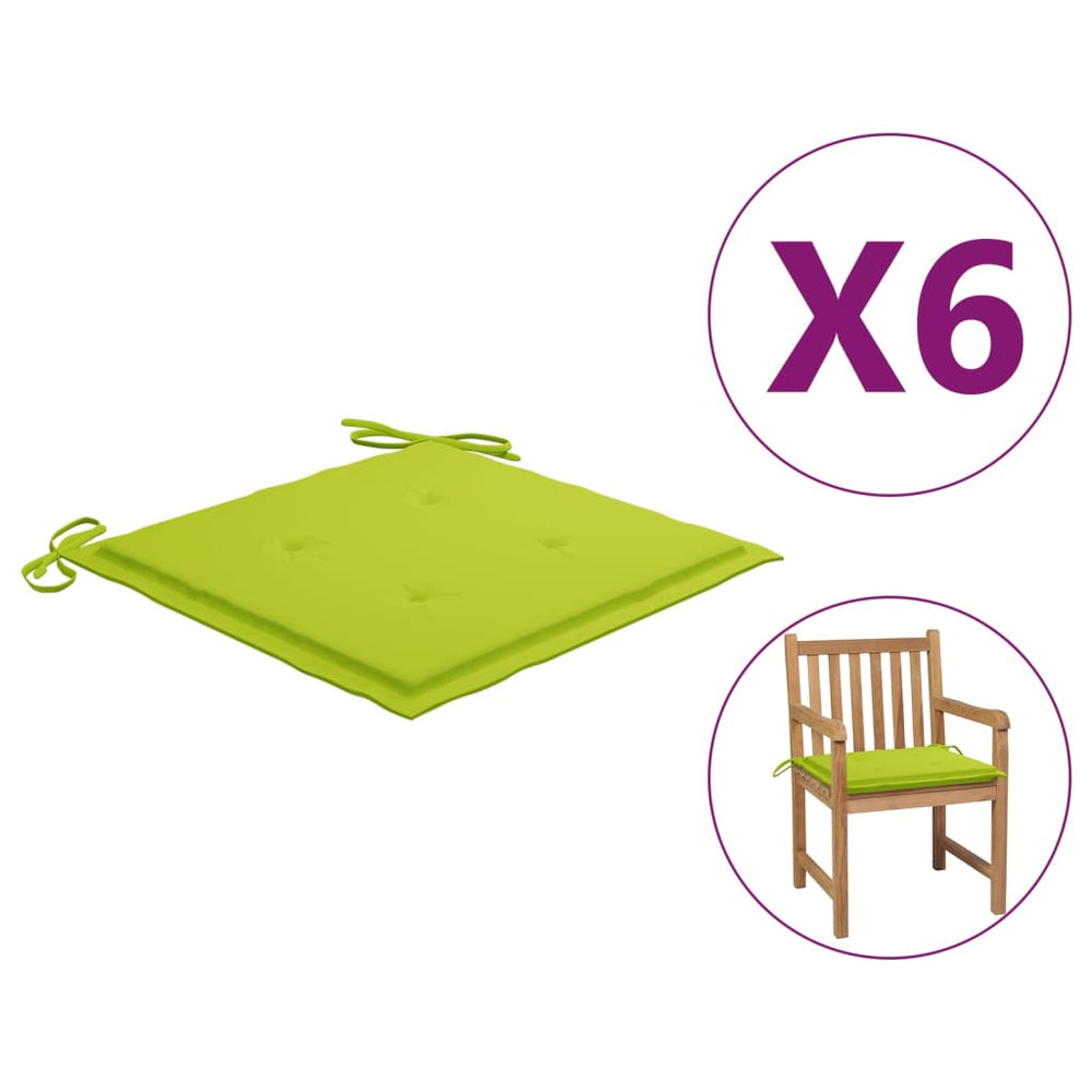 Sodo kėdės pagalvėlės, 6vnt., žalios, 50x50x4cm, audinys