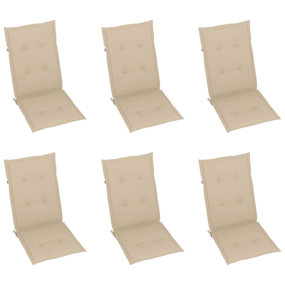 Sodo kėdės pagalvėlės, 6vnt., smėlio spalvos, 120x50x4cm