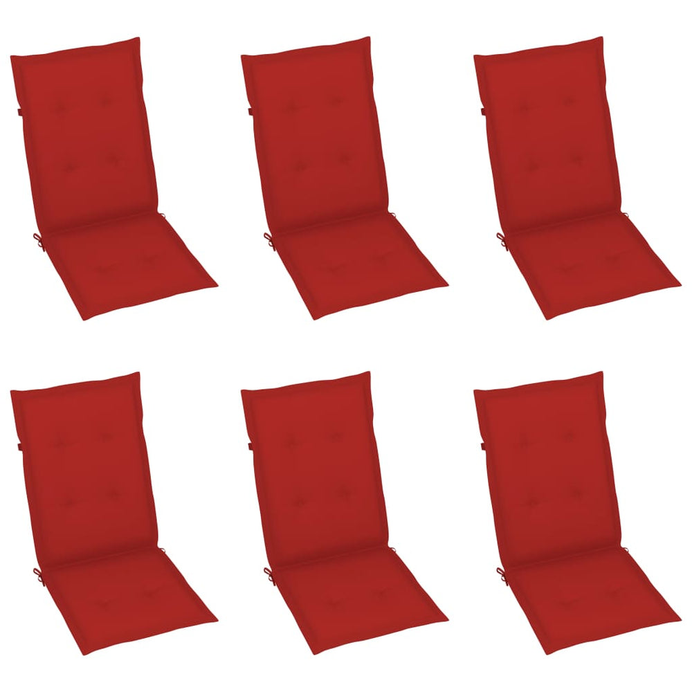 Sodo kėdės pagalvėlės, 6vnt., raudonos spalvos, 120x50x4cm