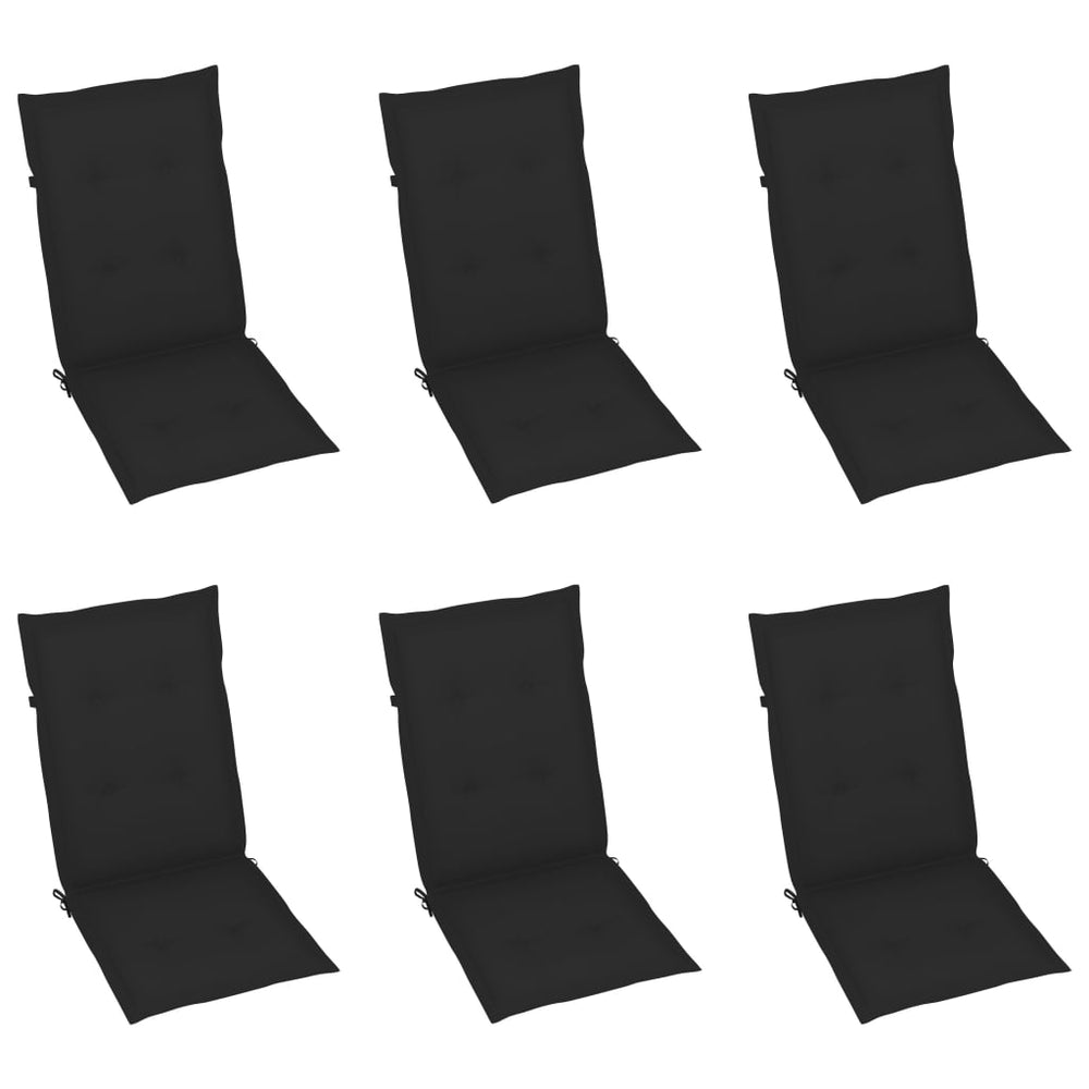 Sodo kėdės pagalvėlės, 6vnt., juodos spalvos, 120x50x4cm