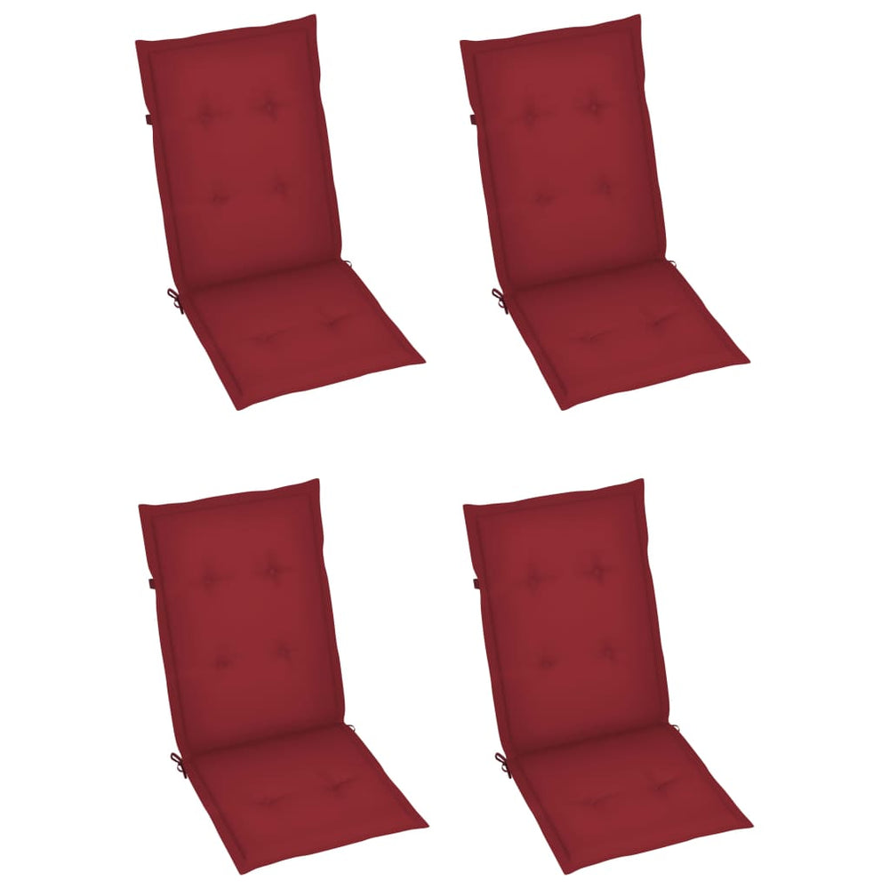 Sodo kėdės pagalvėlės, 4vnt., vyno raudonos spalvos, 120x50x4cm