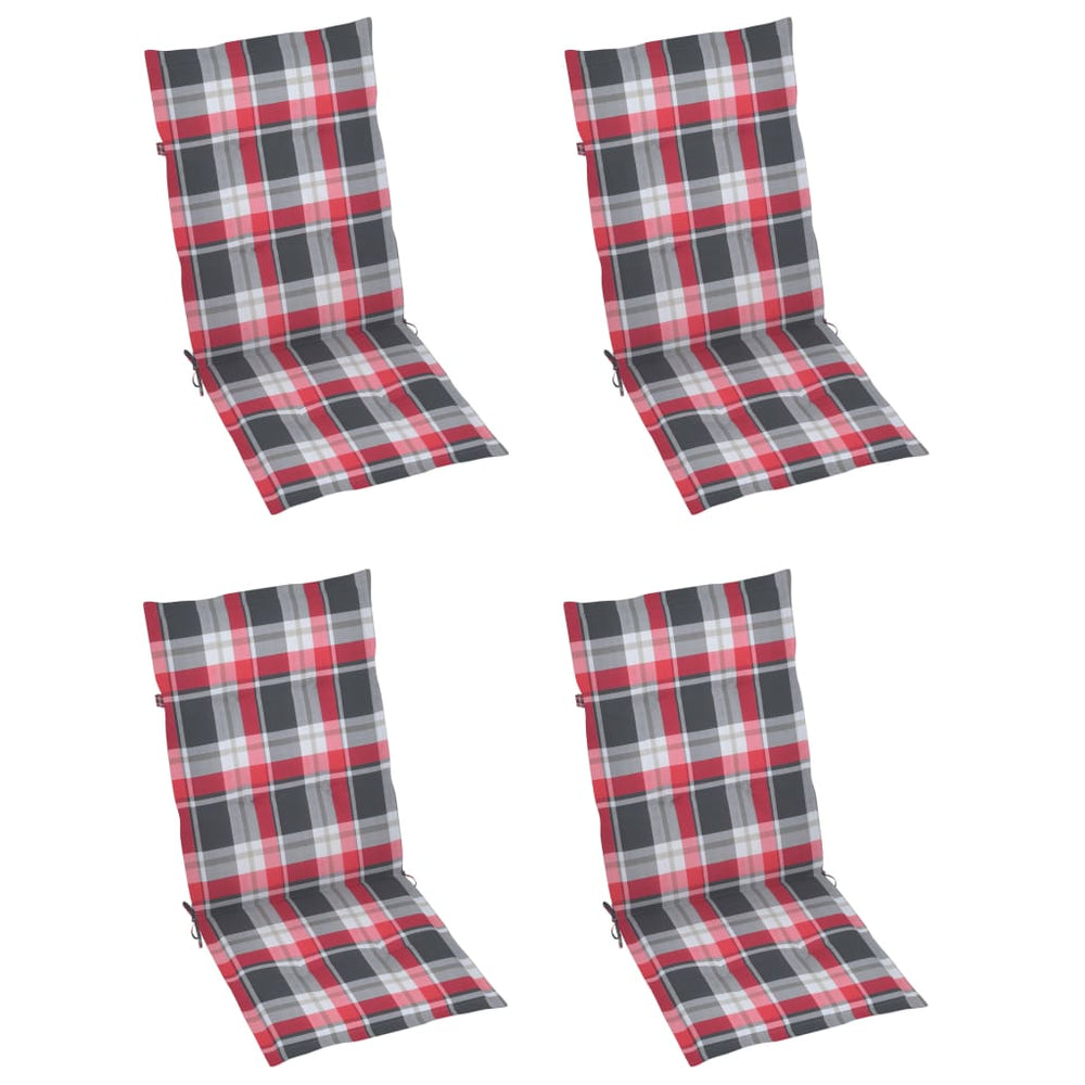 Sodo kėdės pagalvėlės, 4vnt., raudonos, 120x50x4cm, languotos