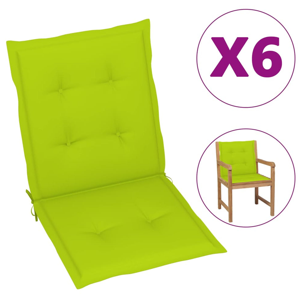 Sodo kėdės pagalvėlės, 6vnt., šviesiai žalios, 100x50x4cm