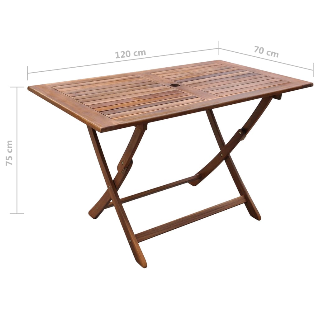 Sulankstomas sodo stalas, 120x70x75cm, akacijos masyvas