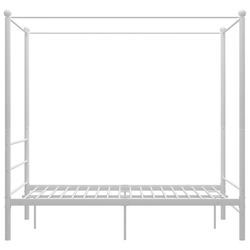 Lovos rėmas su baldakimu, 140x200cm, baltos spalvos, metalas