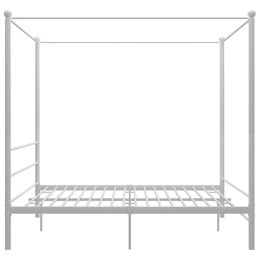 Lovos rėmas su baldakimu, baltos spalvos, 180x200cm, metalas