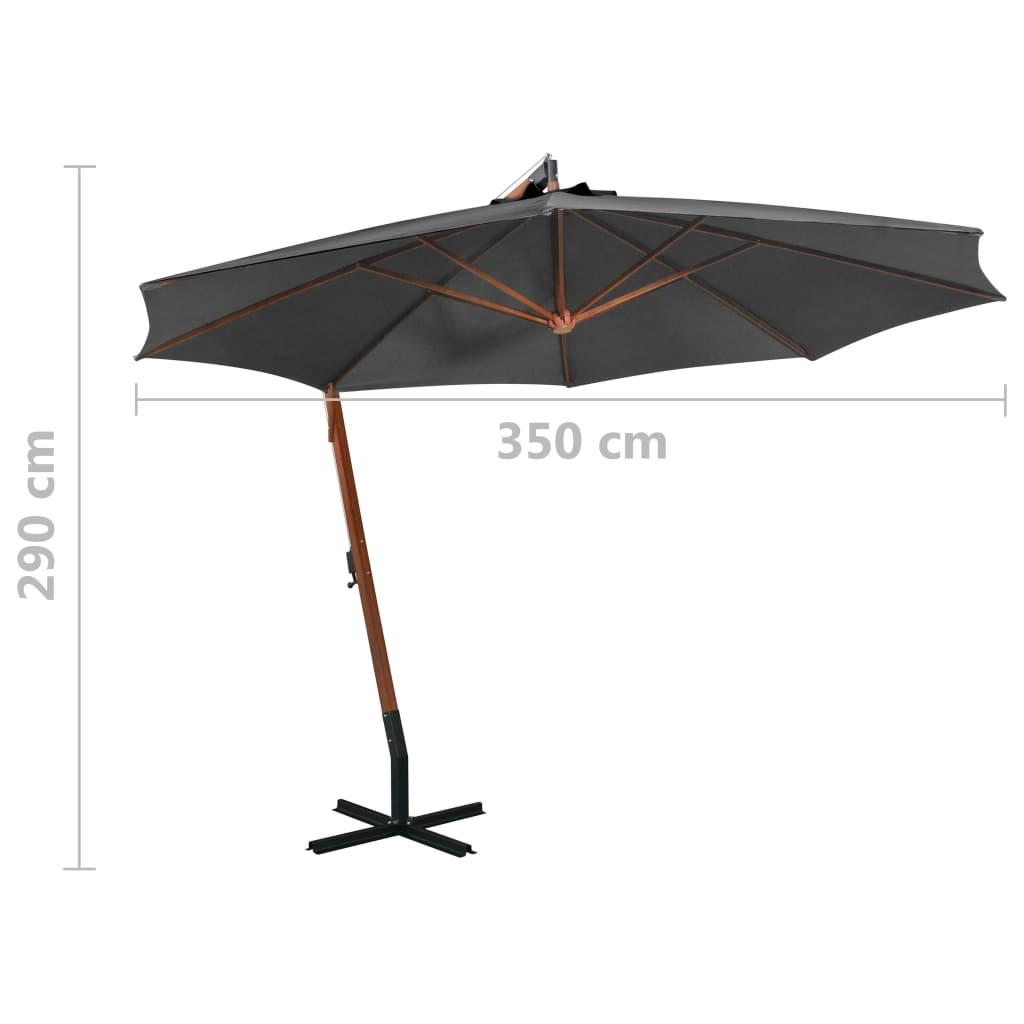Kabantis skėtis su stulpu, antracito, 3,5x2,9m, eglės masyvas