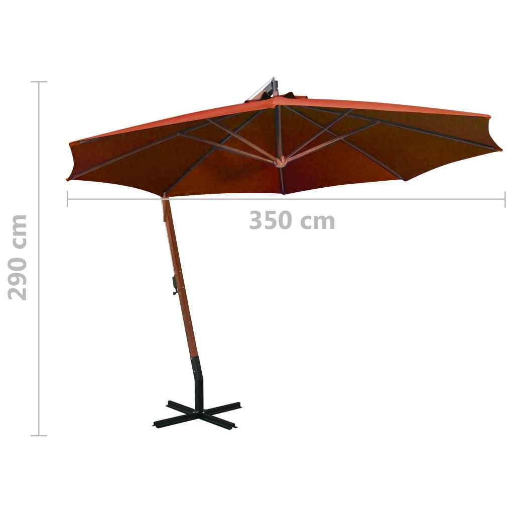 Kabantis skėtis su stulpu, terakota, 3,5x2,9m, eglės masyvas