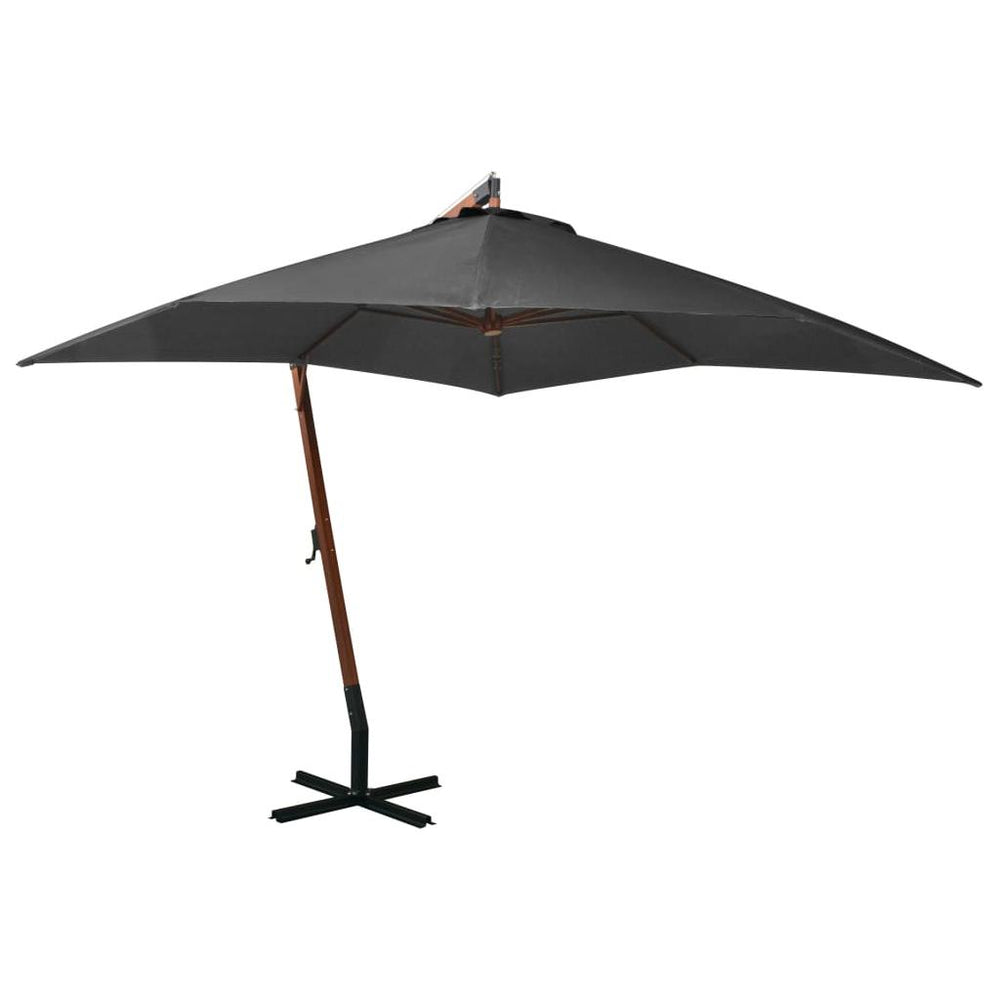 Kabantis skėtis su stulpu, antracito, 3x3m, eglės masyvas
