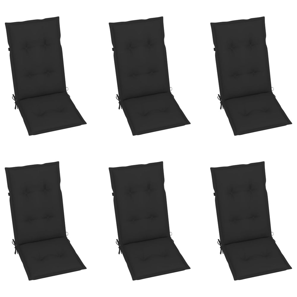 Sodo kėdės pagalvėlės, 6vnt., juodos spalvos, 120x50x7cm