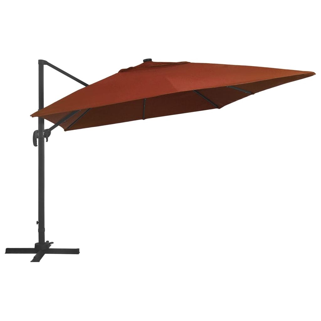 Gembinis skėtis su LED lemputėmis, terakota spalvos, 400x300cm