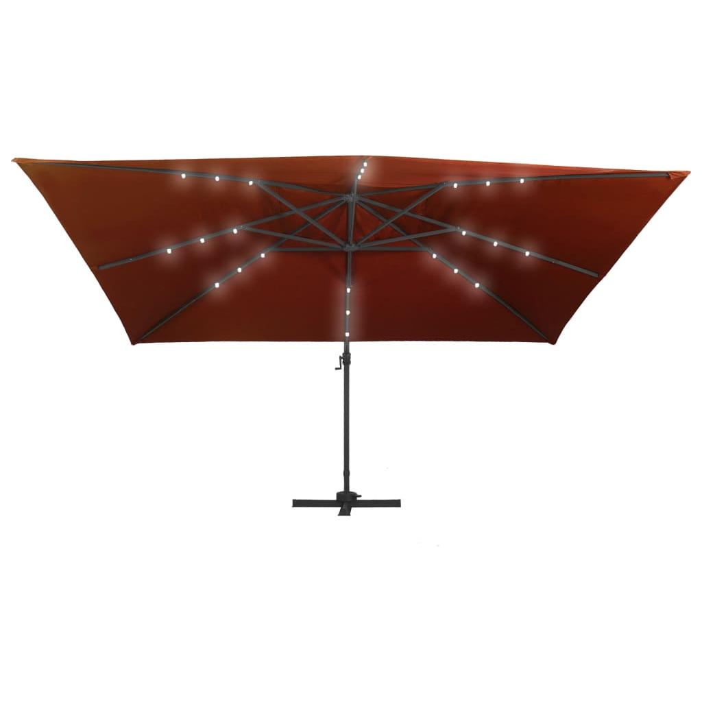Gembinis skėtis su LED lemputėmis, terakota spalvos, 400x300cm