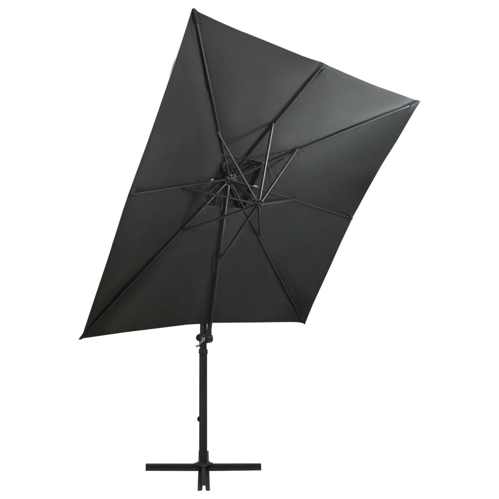 Gembinis skėtis su stulpu ir LED lemputėmis, antracito, 250cm