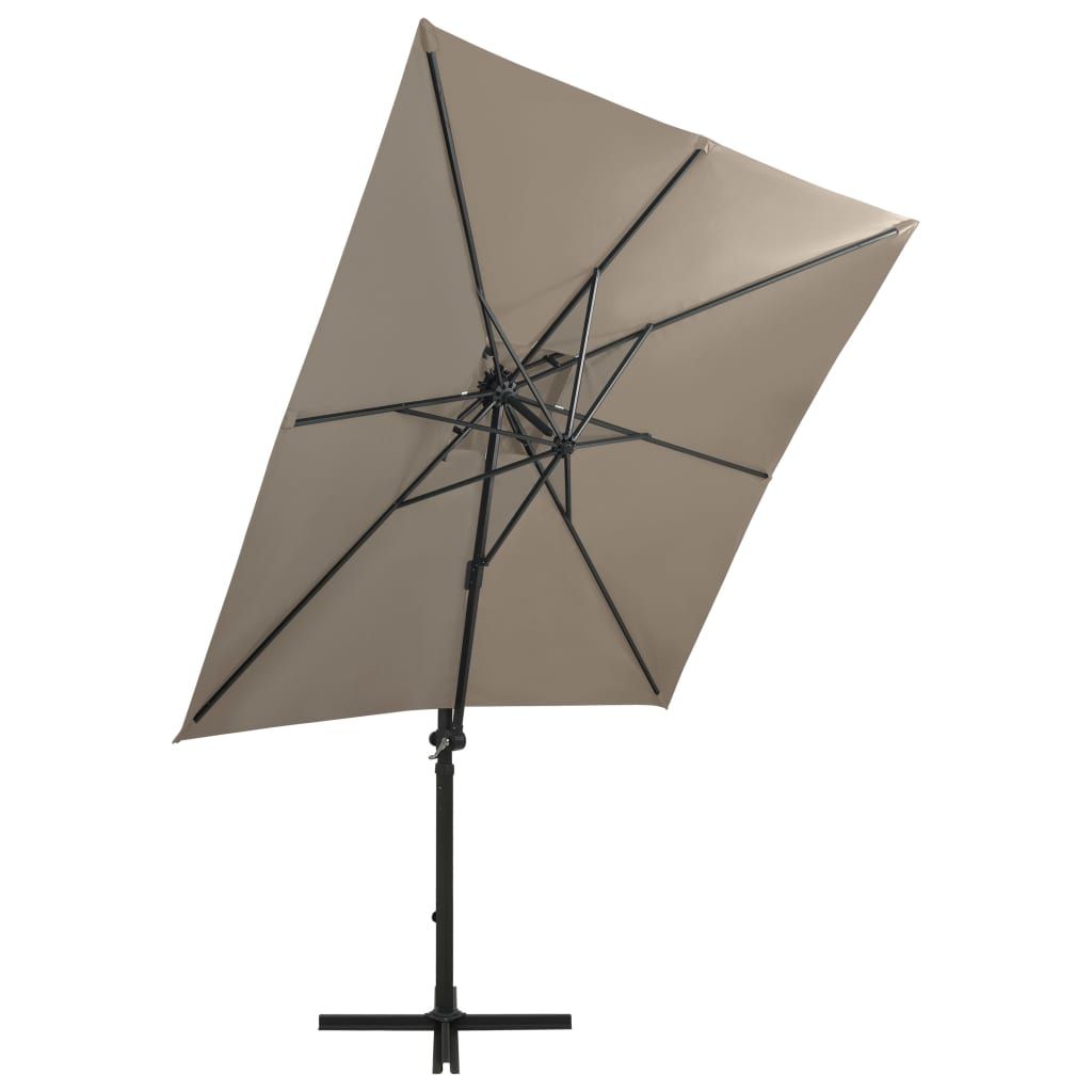 Gembinis skėtis su stulpu ir LED lemputėmis, taupe, 250cm
