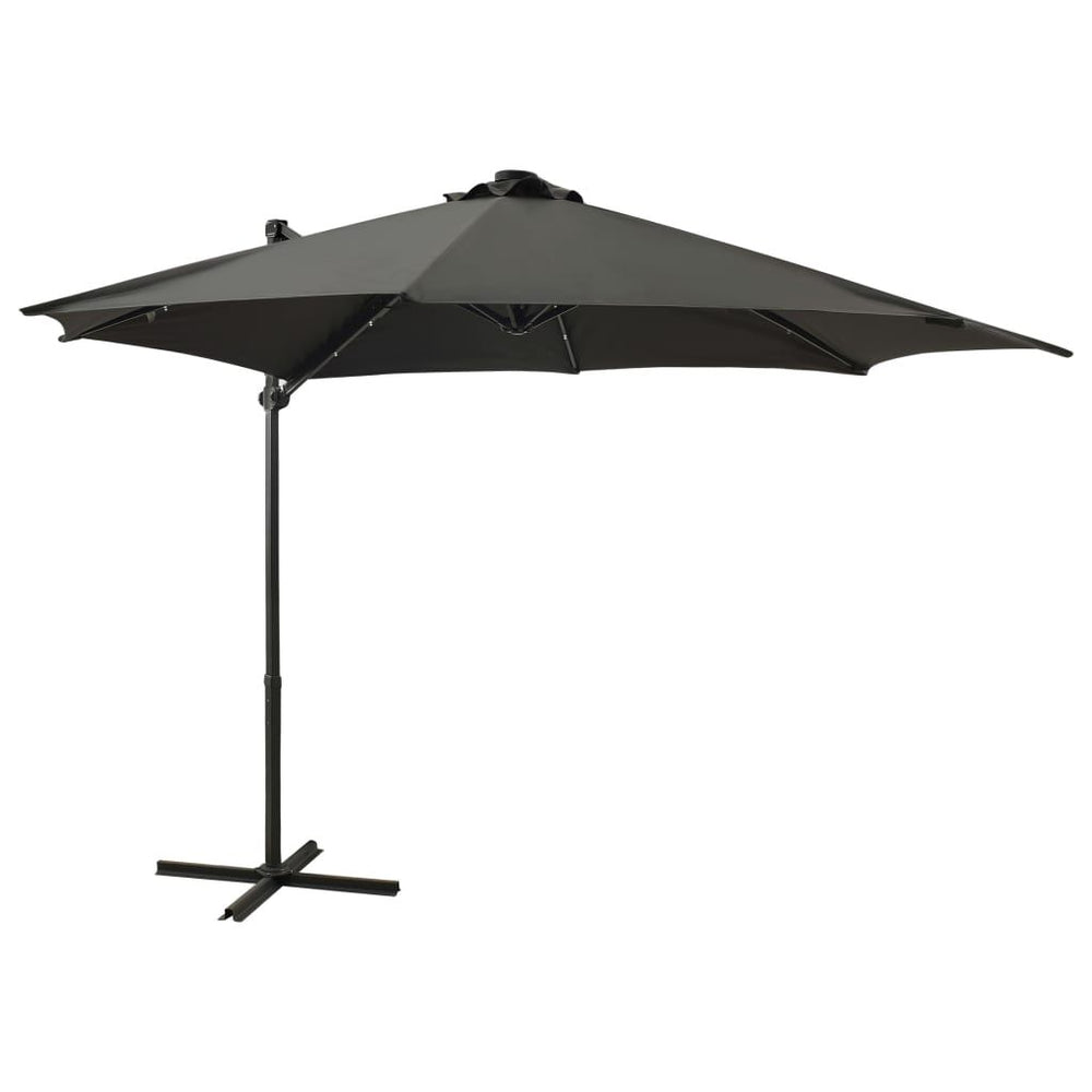 Gembinis skėtis su stulpu ir LED lemputėmis, antracito, 300cm
