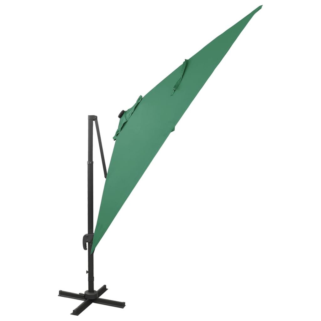 Gembinis skėtis su stulpu ir LED lemputėmis, žalias, 300cm