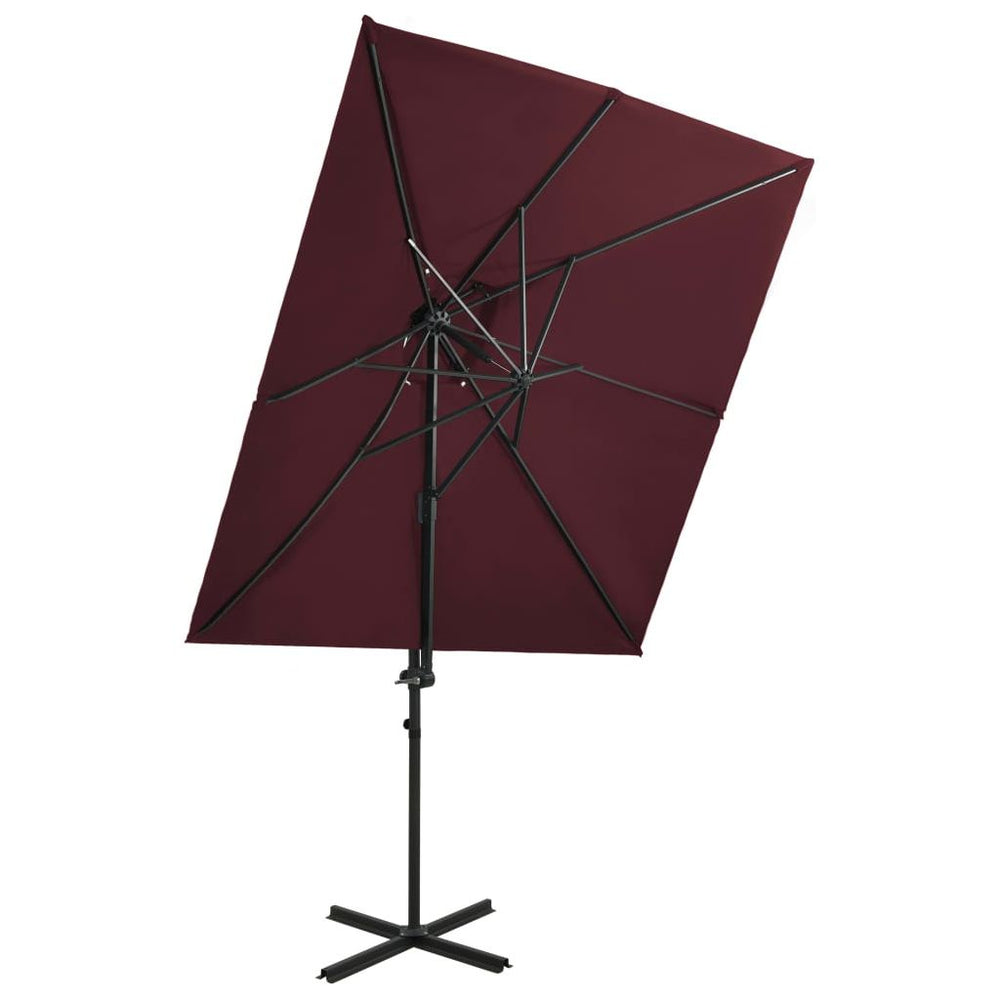 Gembinis skėtis su dvigubu viršumi, tamsiai raudonas, 250x250cm