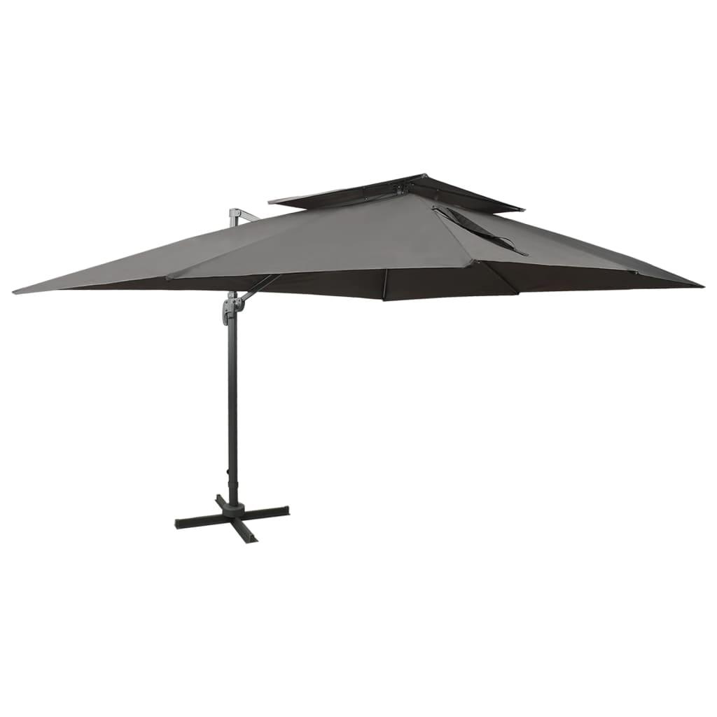 Gembinis skėtis su dvigubu viršumi, antracito, 400x300cm
