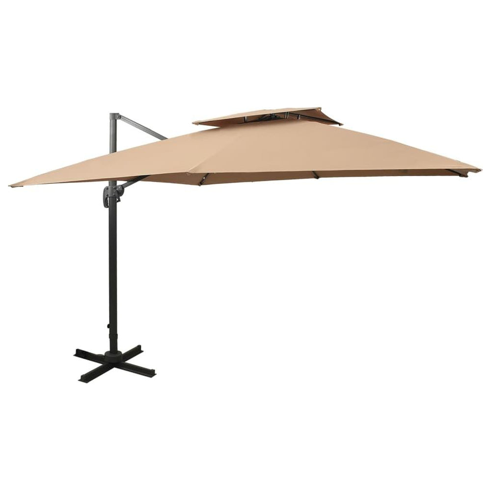 Gembinis skėtis su dvigubu viršumi, taupe spalvos, 300x300cm