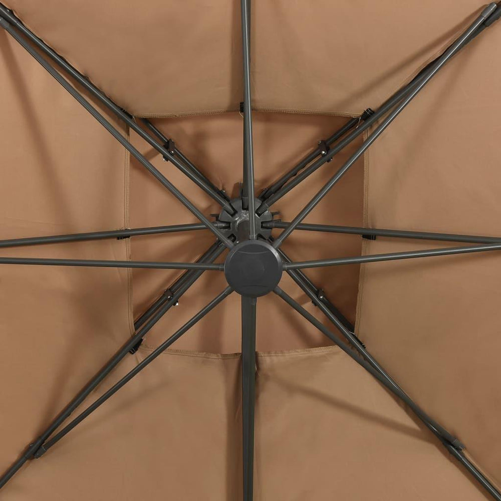 Gembinis skėtis su dvigubu viršumi, taupe spalvos, 300x300cm