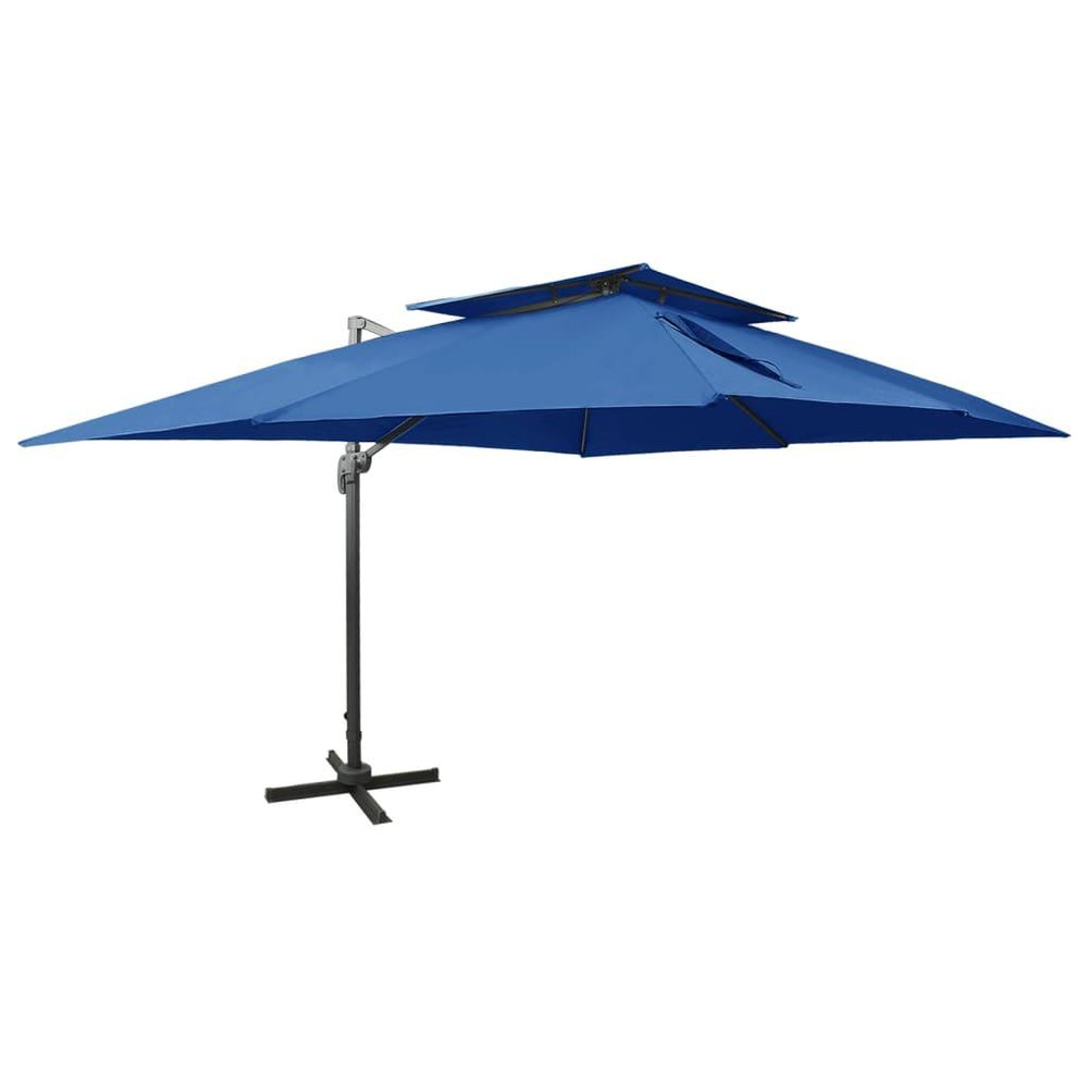 Gembinis skėtis su dvigubu viršumi, mėlynas, 400x300cm
